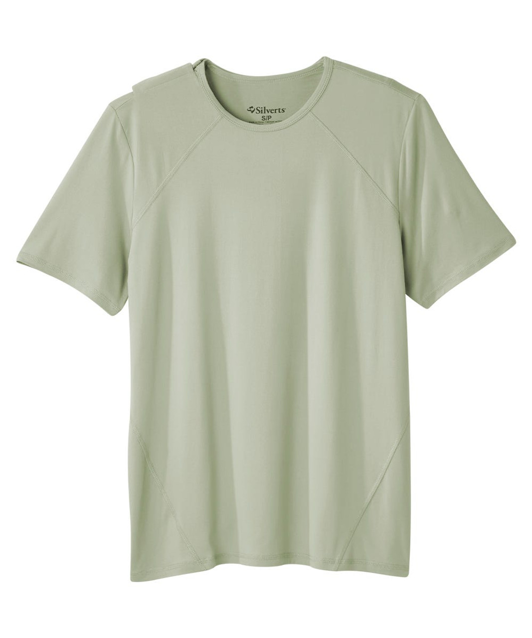 Silverts SV175 Senior Men's Adaptive Open Back Crew Neck T-Shirt Sage, Size=M, SV175-SV138-M