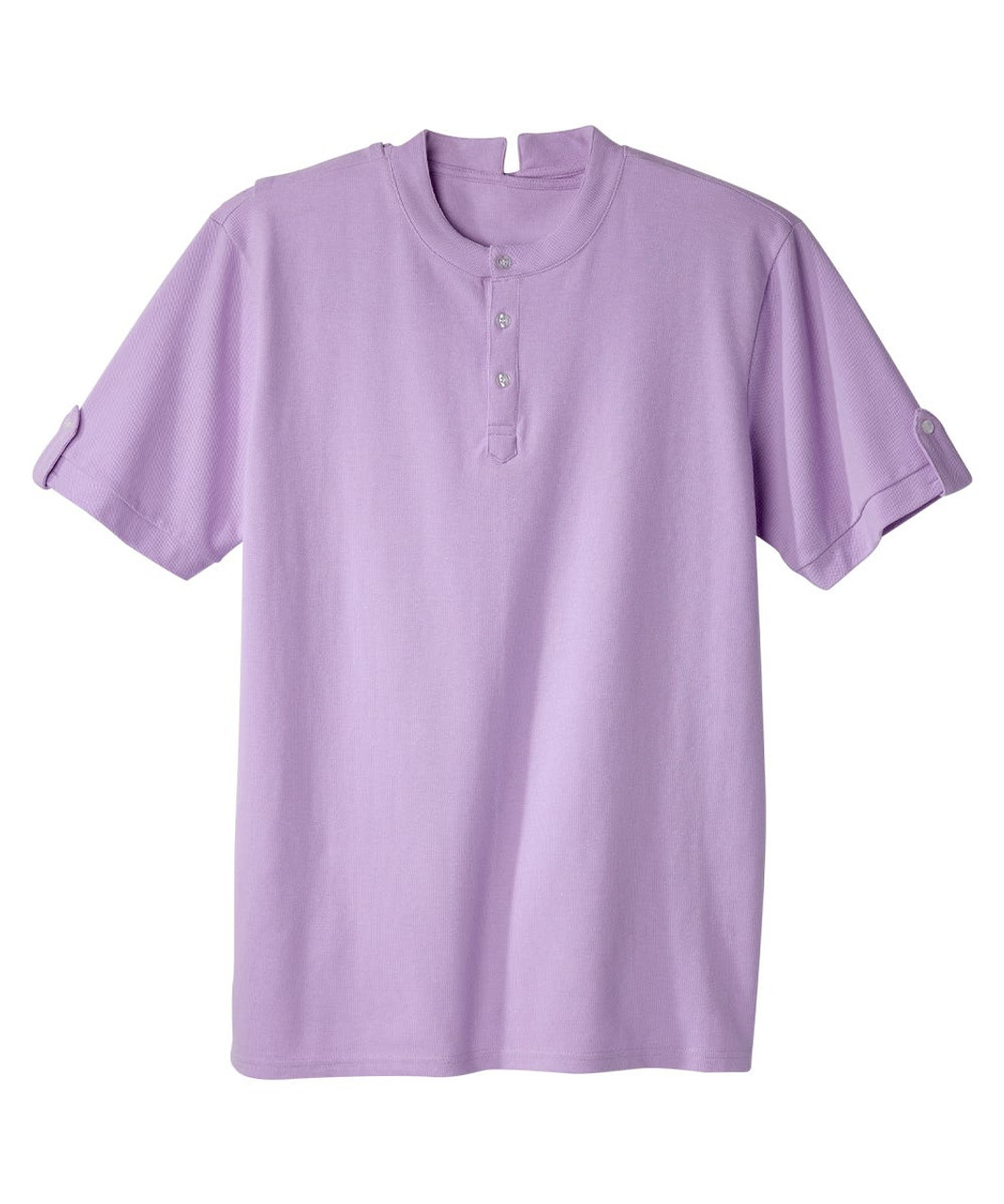 Silverts SV170 Senior Men's Adaptive Open Back Henley Shirt Lilac, Size=S, SV170-SV95-S