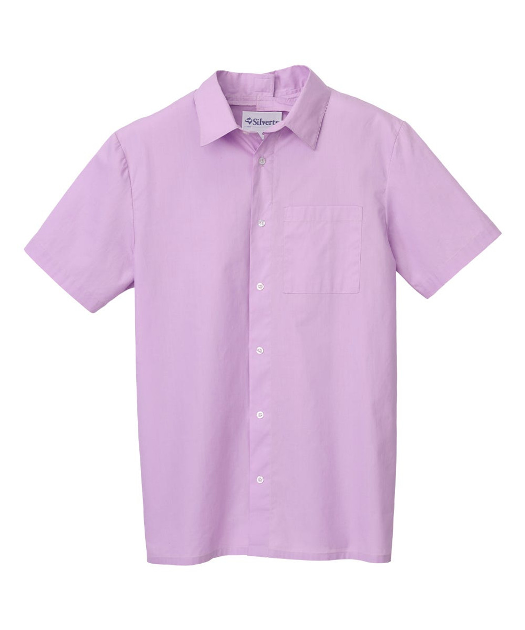 Silverts SV169 Senior Men's Adaptive Open Back Short Sleeve Shirt Lilac, Size=M, SV169-SV95-M