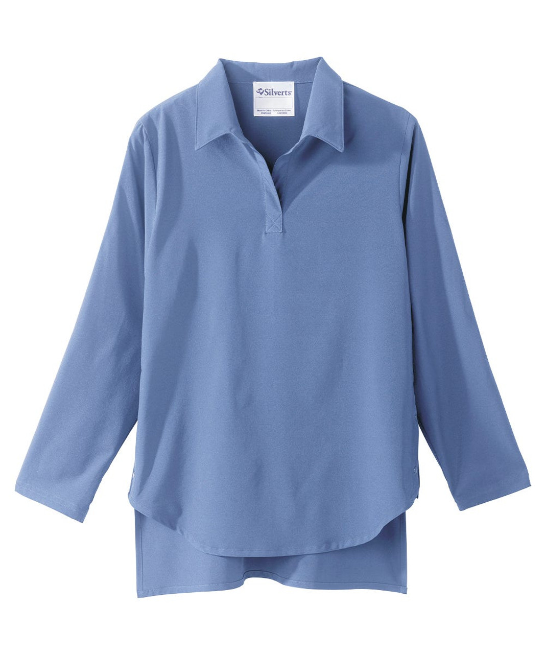 Silverts SV608 Women's Post Surgery Adaptive Recovery Blouse Steel Blue, Size=S, SV608-SV17-S