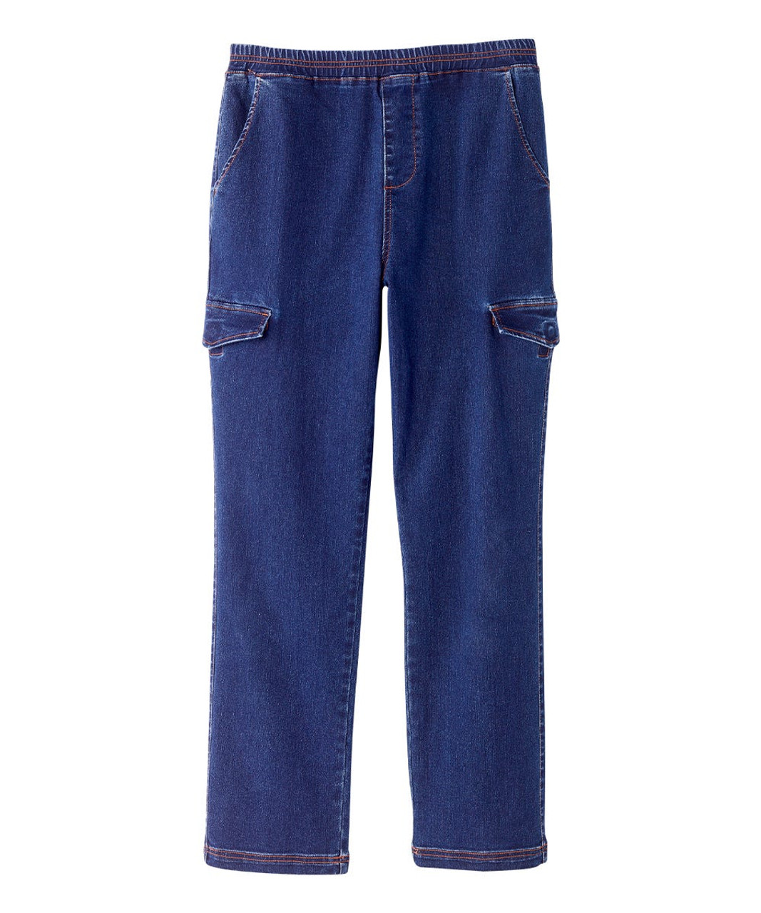 Silverts SV042 Senior Men's Adaptive Pull-on Jean with Cargo Pockets Dark Wash, Size=2XL, SV042-SV2081-2XL