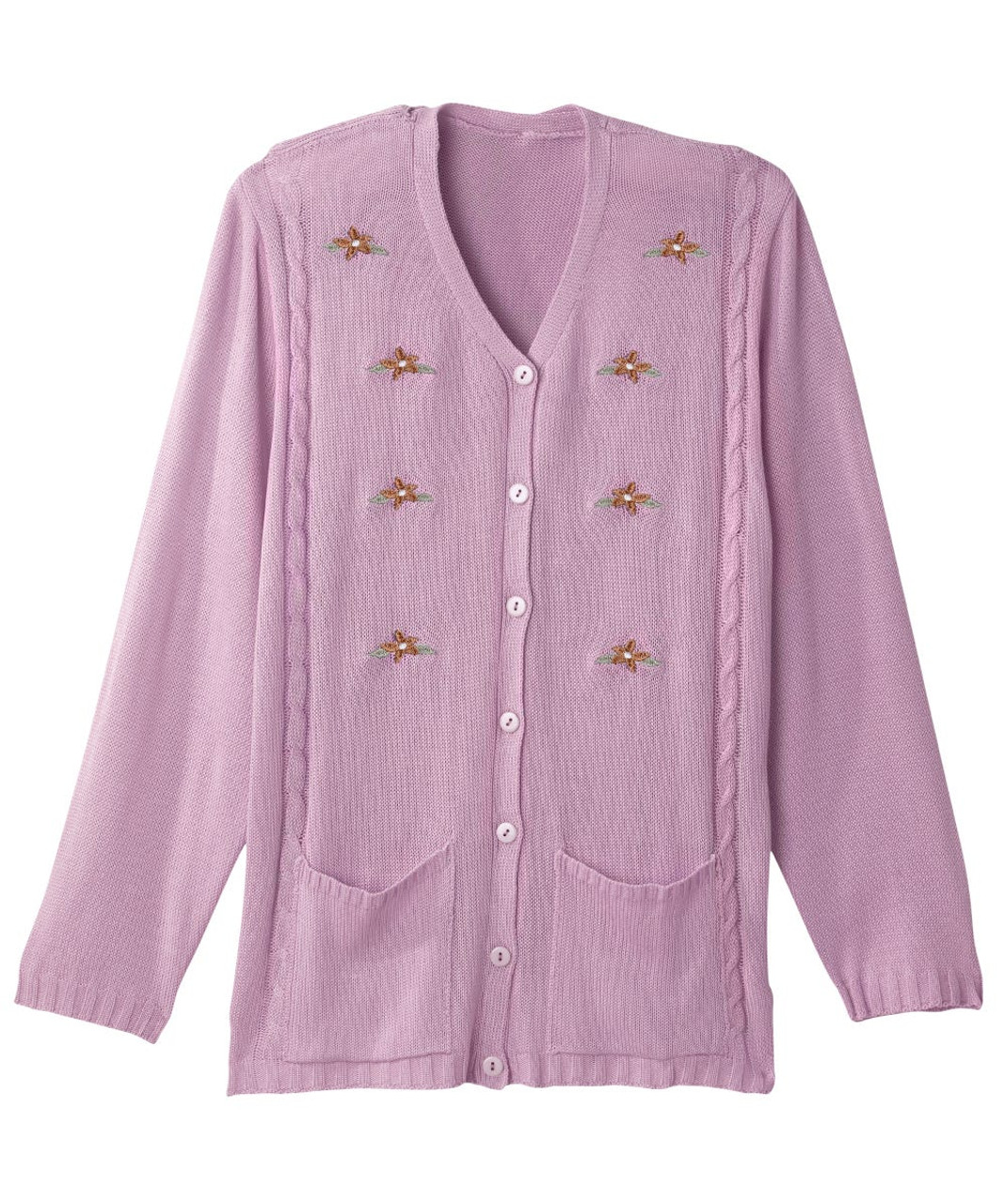 Silverts SV174 Pretty Senior Women's Adaptive Open Back Cardigan Lilac, Size=3XL, SV174-SV95-3XL