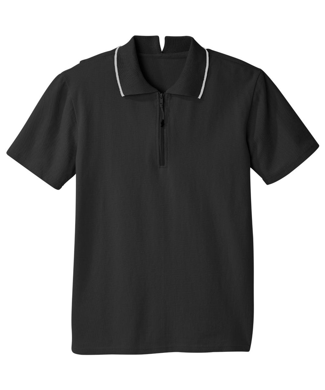 Silverts SV171 Senior Men's Adaptive Open Back Zip Polo Shirt Black, Size=2XL, SV171-SV2-2XL