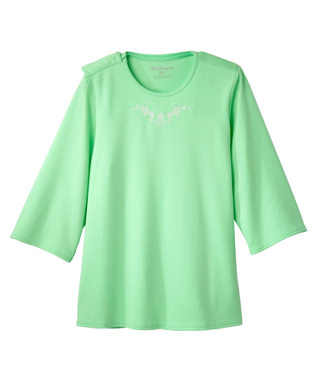 Silverts SV24700 Warm Winter Weight Adaptive Clothing Top for Women Menthol Green, Size=S, SV24700-MEGR-S