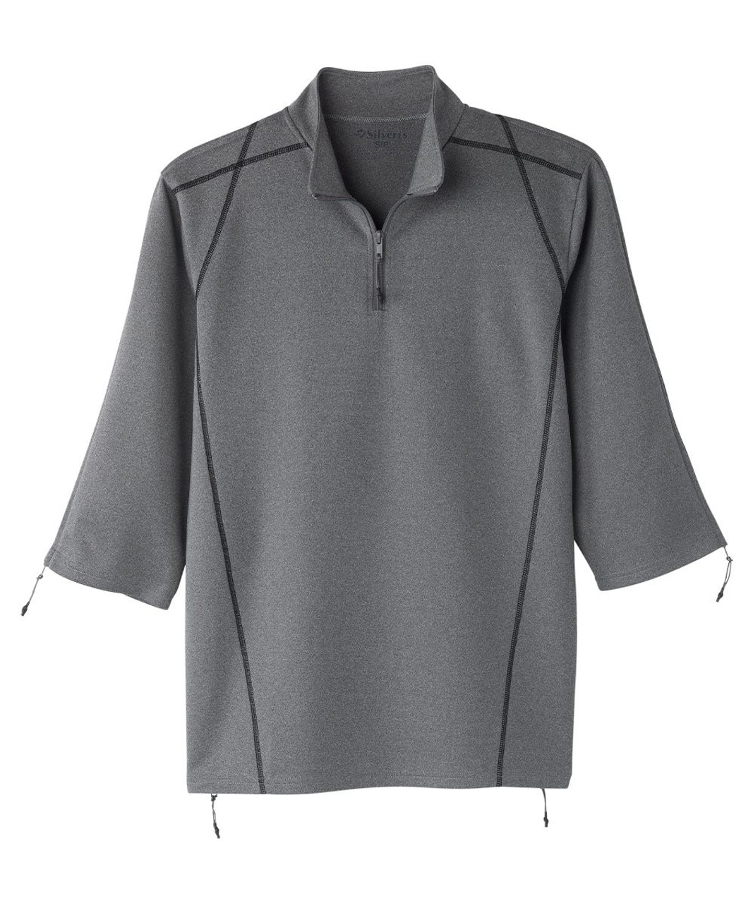 Silverts SV609 Men's Zippered Post Surgery Adaptive Recovery Top Heather Gray/Black, Size=L, SV609-SV2079-L