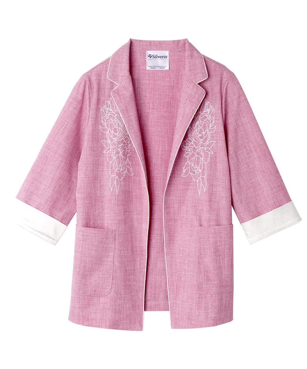 Silverts SV130 Senior Women's Embroidered Linen Blazer Dusty Pink, Size=L, SV130-SV2004-L