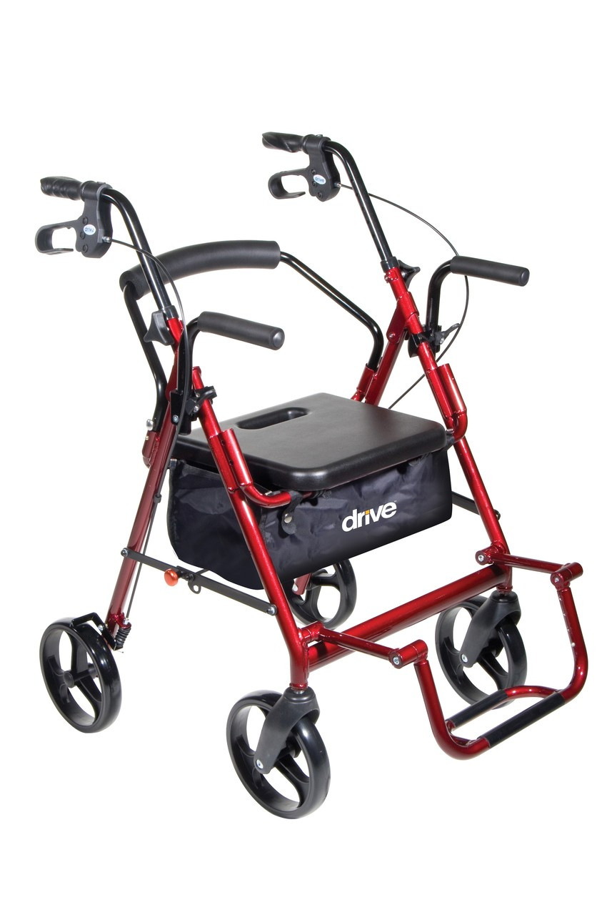 Drive 795BK Duet Dual Function Transport Wheelchair Walker Rollator, Black (795BK)