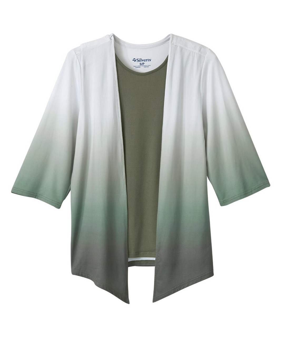 Silverts SV155 Senior Women's Adaptive Open Back Knit Twofer Olive Dip, Size=2XL, SV155-SV2002-2XL