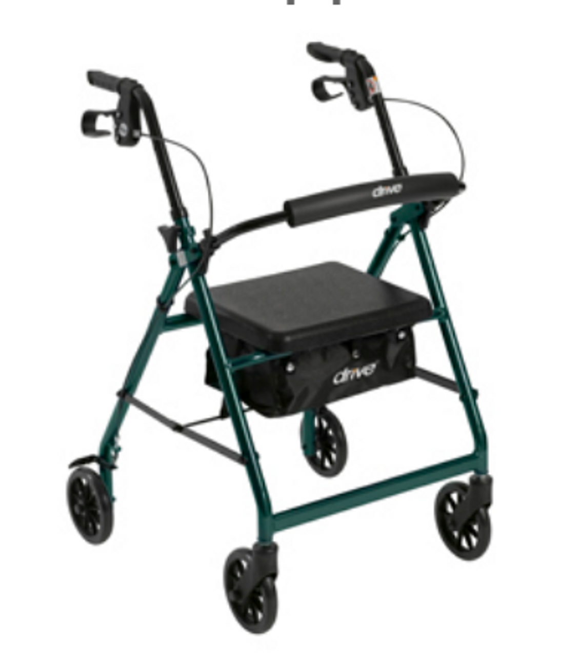 Drive R726GR Walker Rollator with Fold Up Removable Back Support and Padded Seat, Green (R726GR)