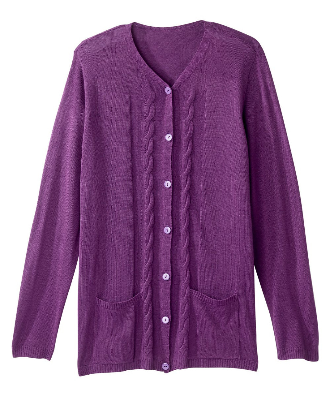 Silverts SV178 Senior Women's Conventional Cardigan Plum, Size=L, SV178-SV441-L