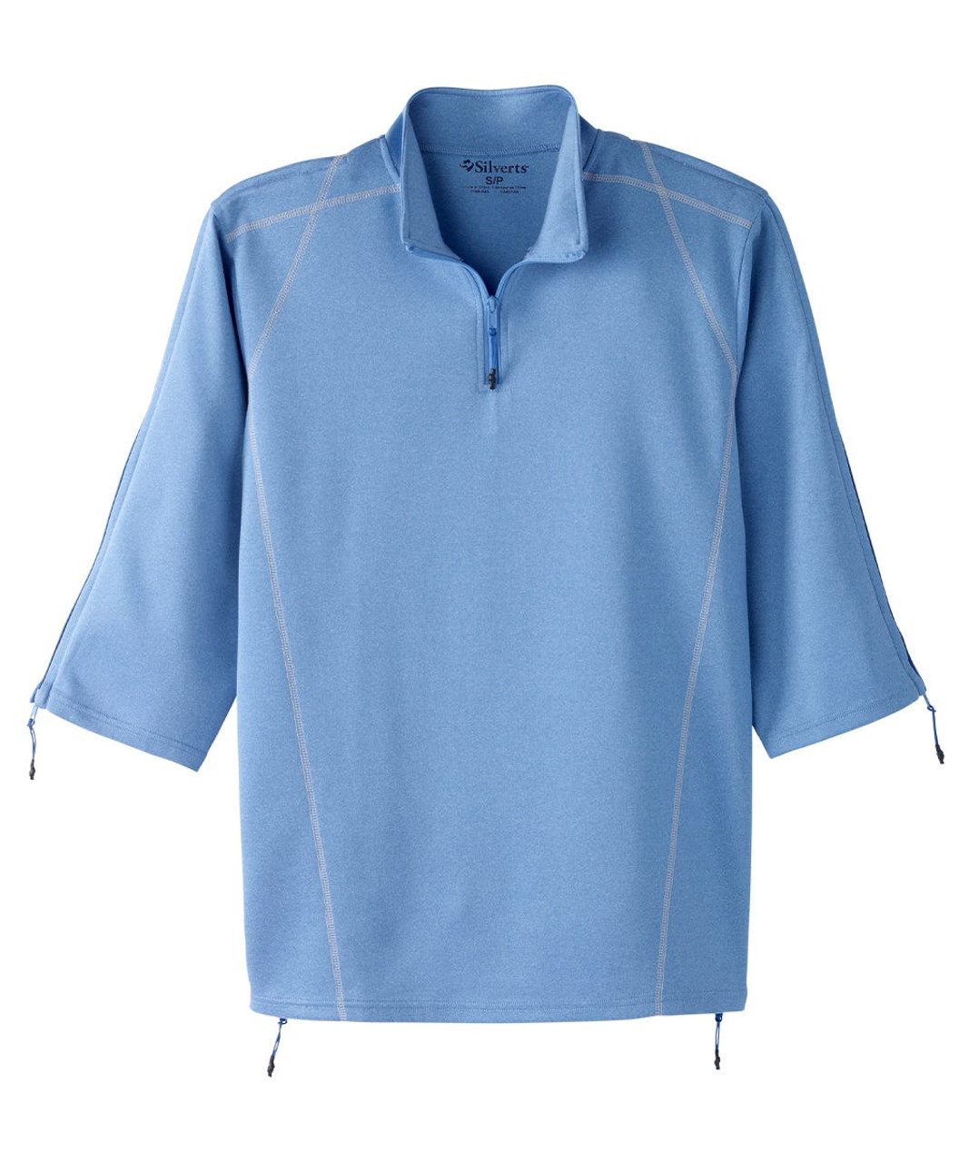 Silverts SV609 Men's Zippered Post Surgery Adaptive Recovery Top Blue Heather/Lt. Gray, Size=S, SV609-SV2080-S