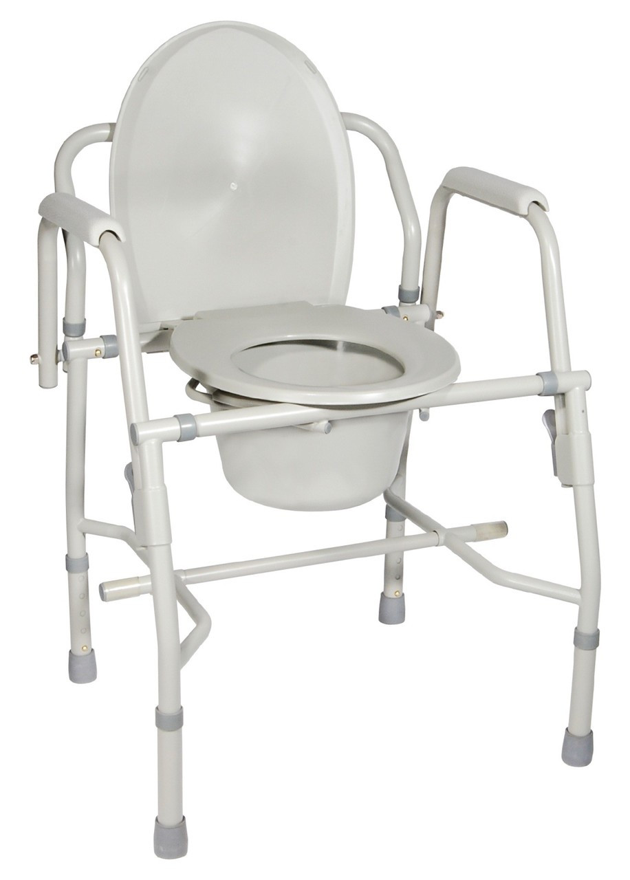 Drive Devilbiss 11125KD-1 Steel Drop Arm Bedside Commode with Padded Arms (11125KD-1)