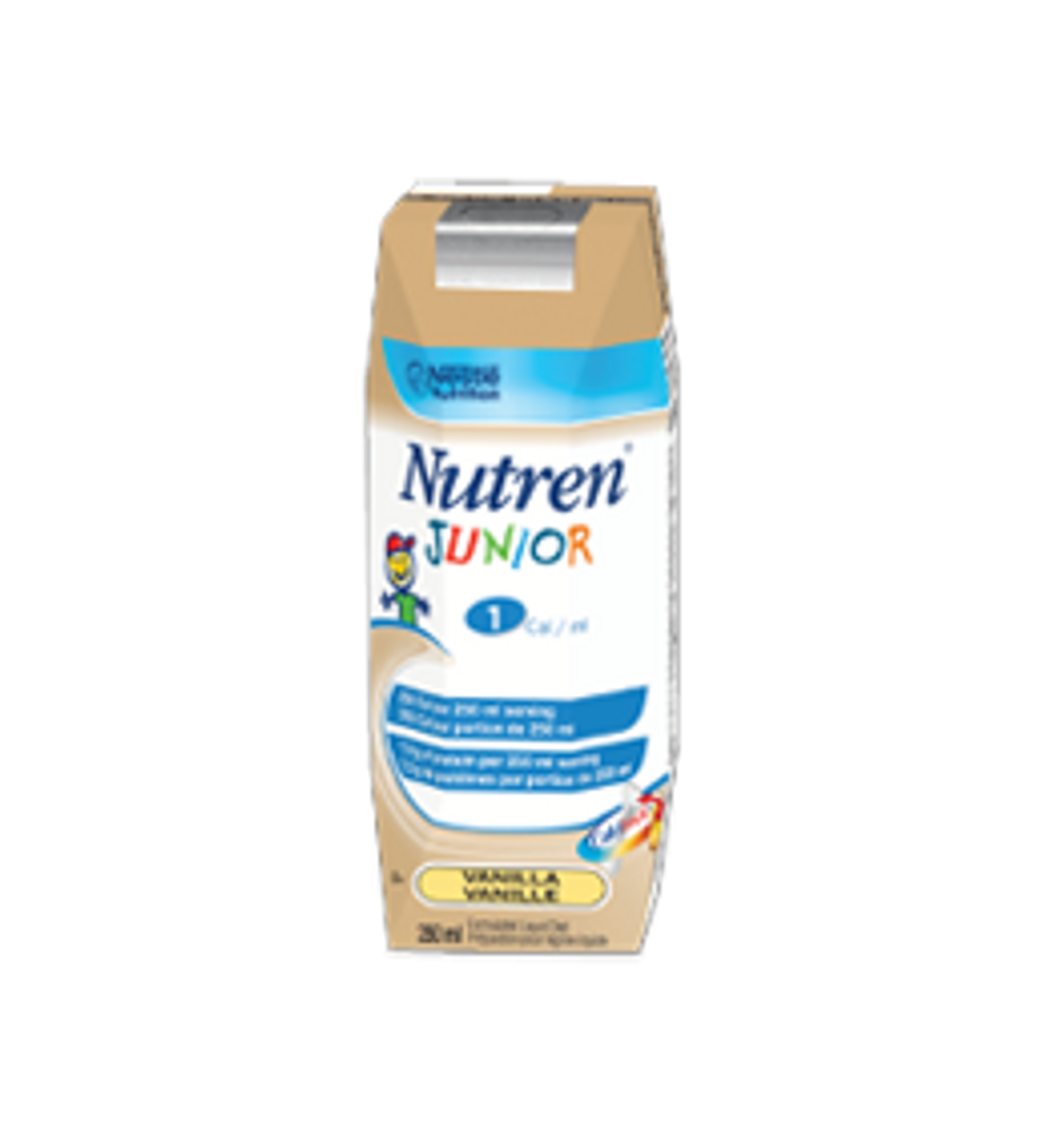 NESTLE 12344549 NUTREN JUNIOR NUTRITIONAL FORMULA, TETRA PRISMA PACK, VANILLA, 250ML, CS/24