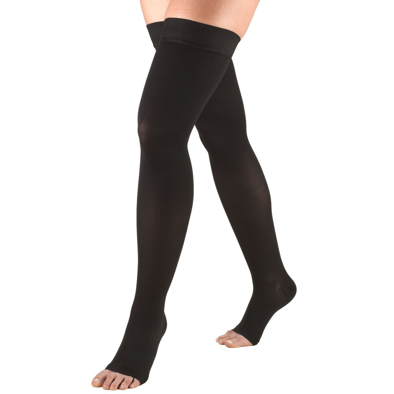 TRUFORM 0868BL-XL Compression 20-30 mmHg Thigh-high, Open-toe, Stay-up Beaded top, black, X-Large