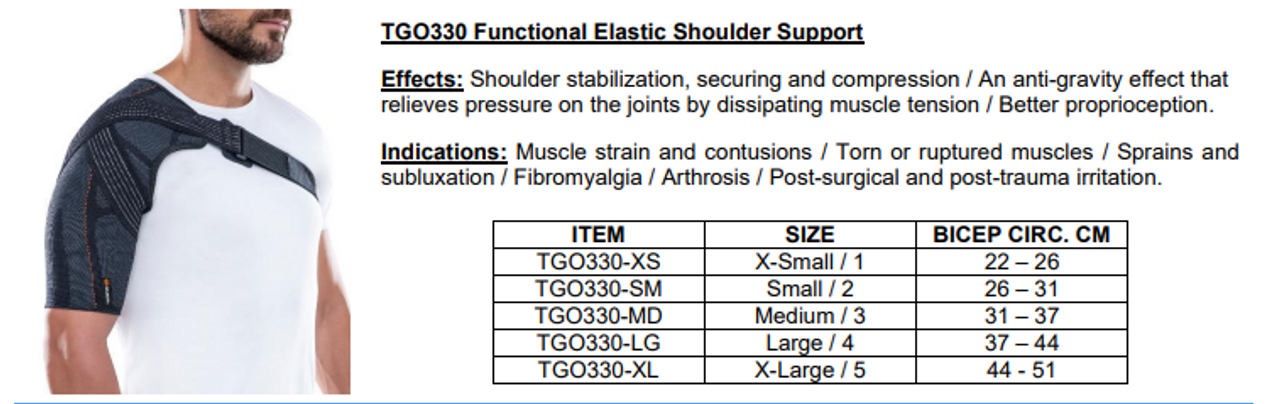 FUNCTIONAL ELASTIC SHOULDER SUPPORT - SM/2, TGO330-SM