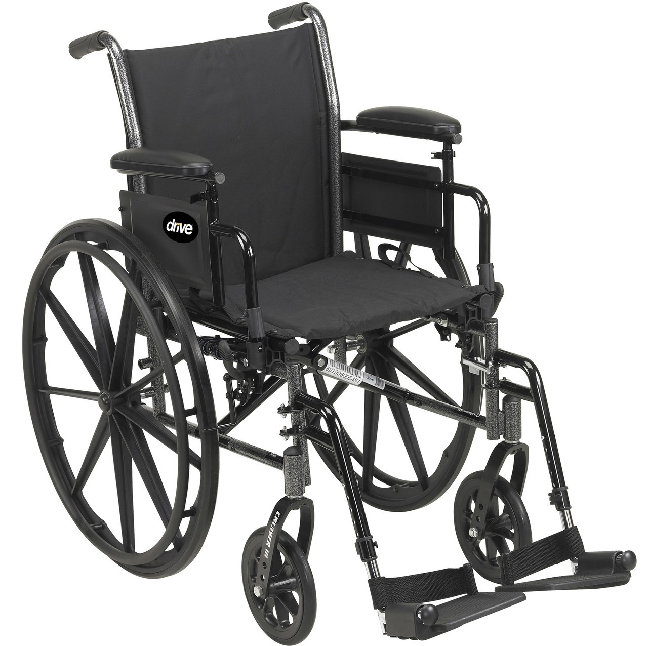 Drive K318DFA-SF Cruiser III Light Weight Wheelchair with Flip Back Removable Arms, Full Arms, Swing away Footrests, 18" Seat (K318DFA-SF)