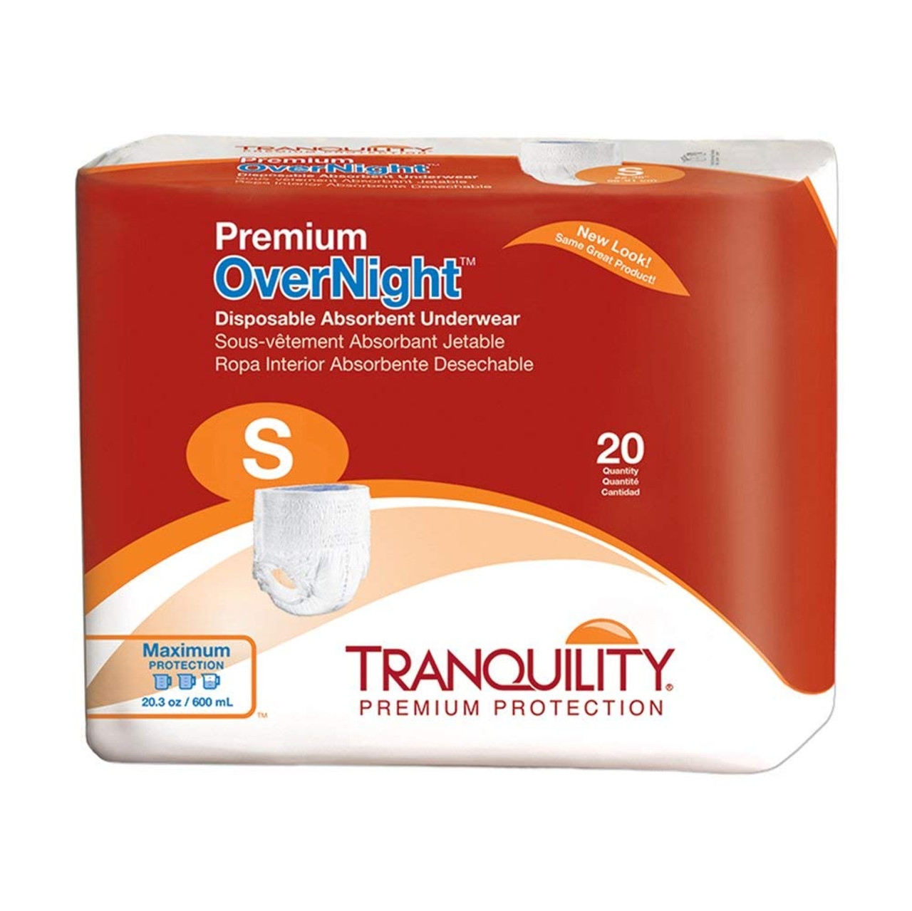 Tranquility 2114 Tranquility Premium OverNight Disposable Absorbent Underwear Small, 4x20s