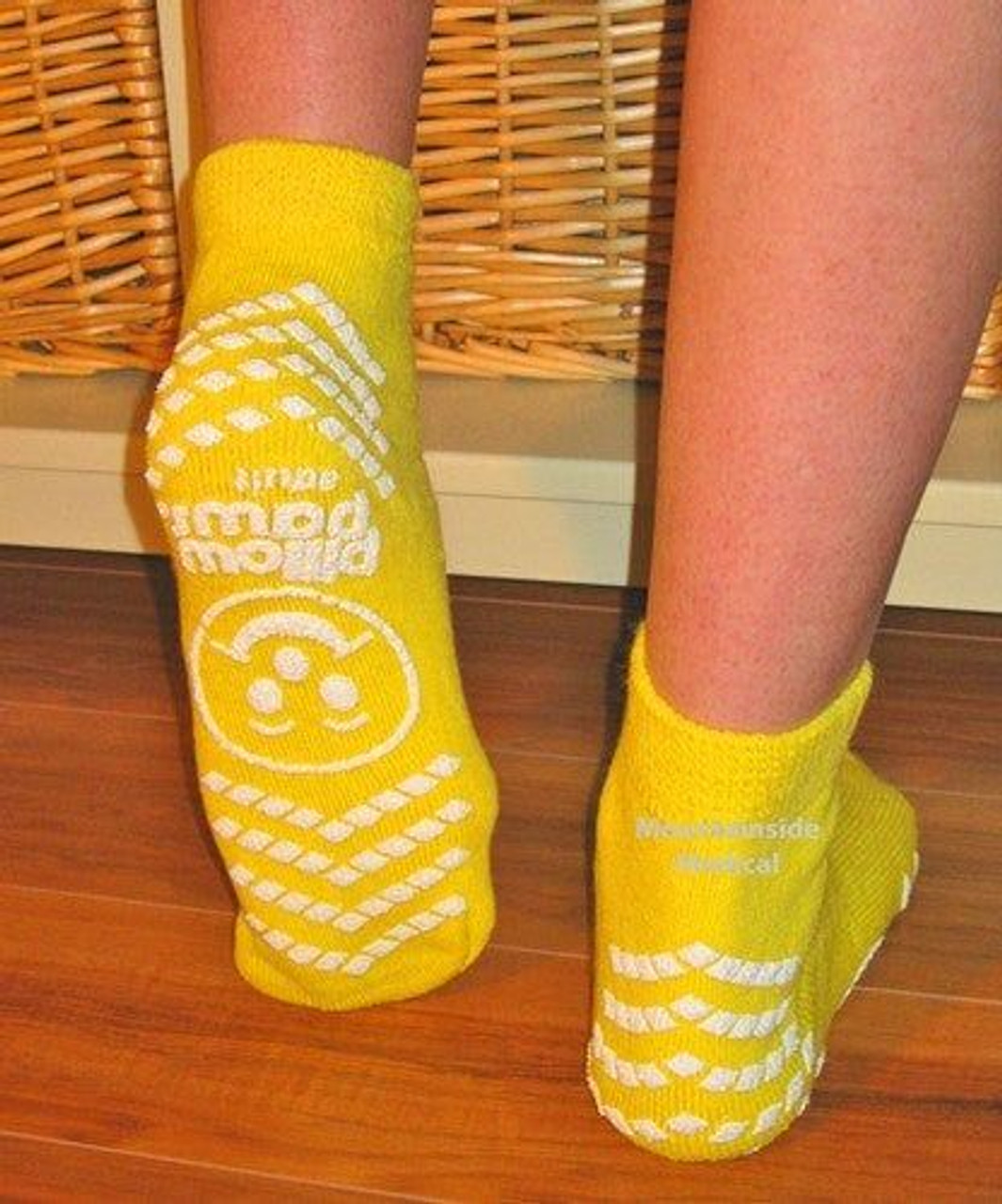 PillowPaws 3912-001 Risk-alert Double Imprint Slipper Sock Yellow XL Adult 7 ½ - 10, 12/case