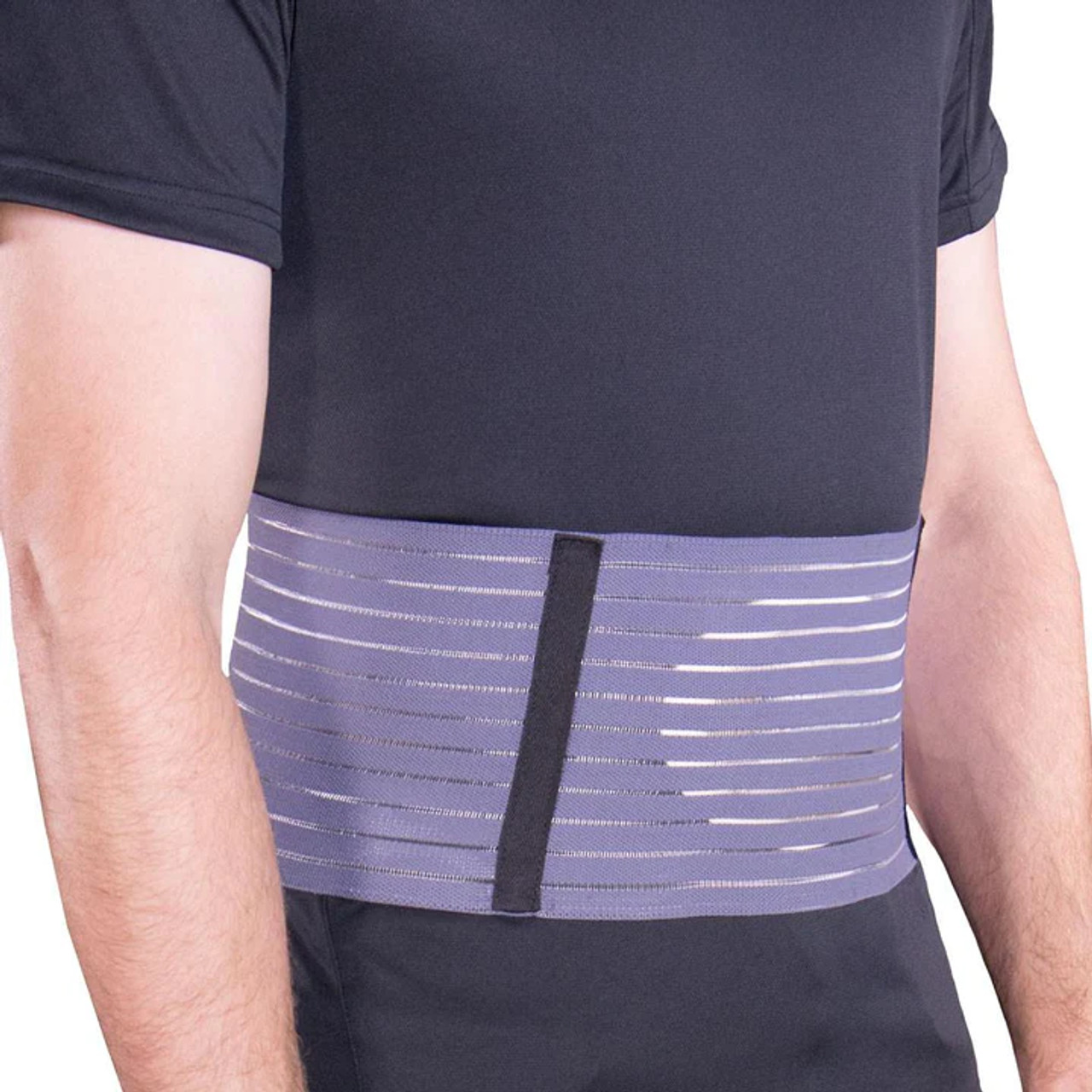 Airway 2955-L OTC ABDOMINAL HERNIA BELT Large (37-40 inch) GREY ANTI-MICROBIAL RIBBED WEB ELASTIC LATEX-FREE EA/1