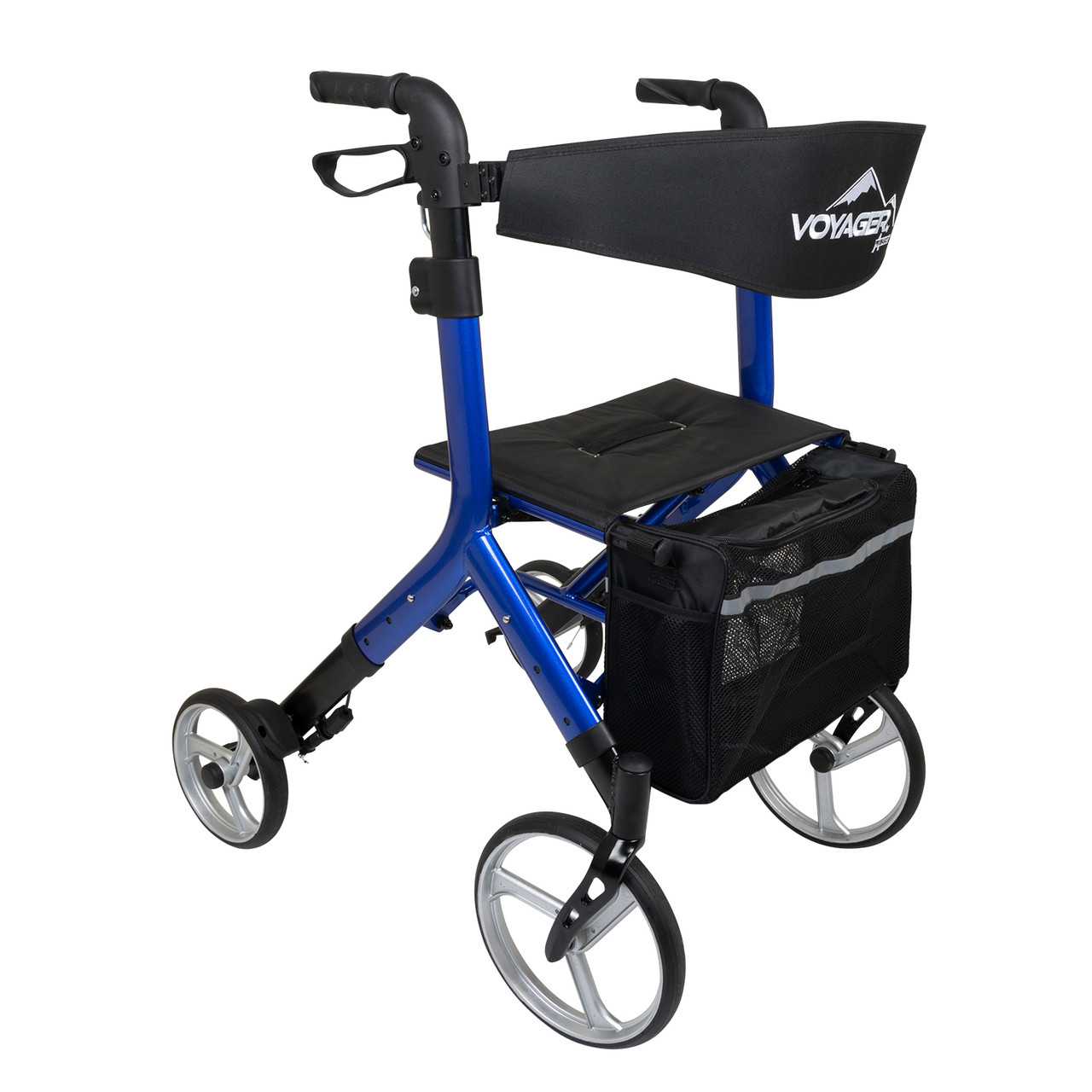 Voyager Adjustable Height Euro-Style Rollator, Cobalt Blue