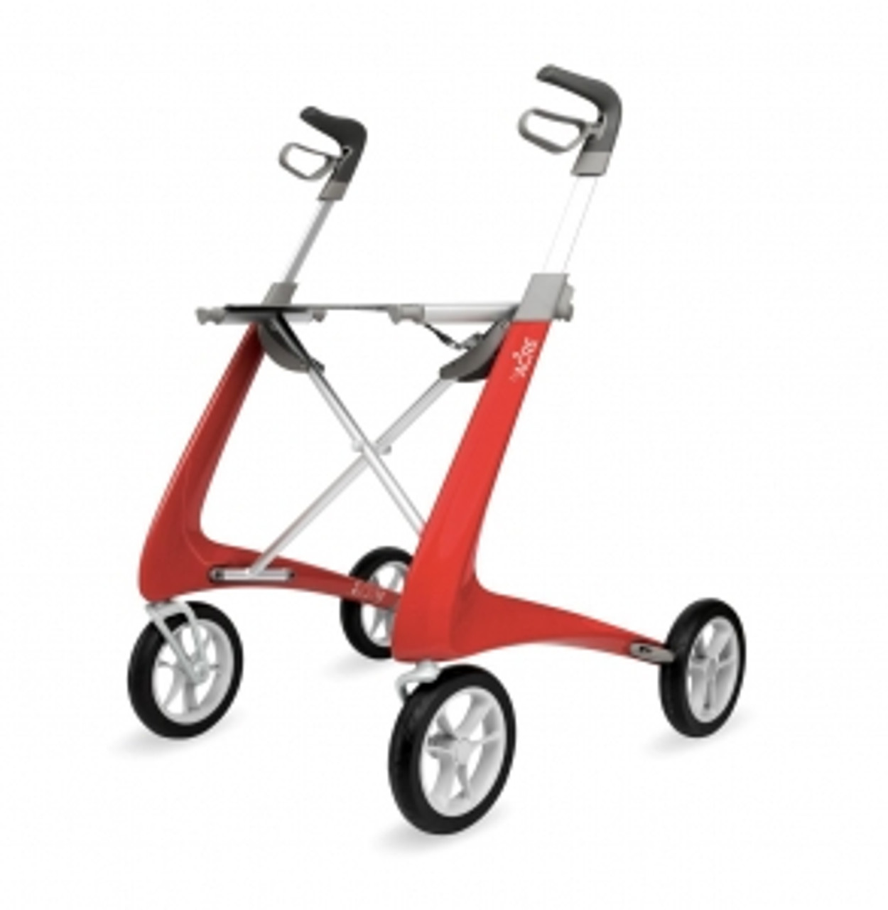 Carbon Fiber Rollator with 16.5" W x 24" H Regular Seat, Red