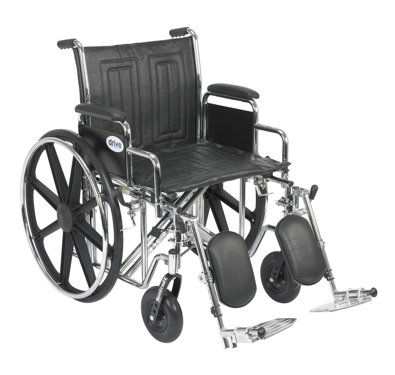 Drive STD20ECDDAHD-ELR Sentra EC Heavy Duty Wheelchair, Detachable Desk Arms, Elevating Leg Rests, 20" Seat