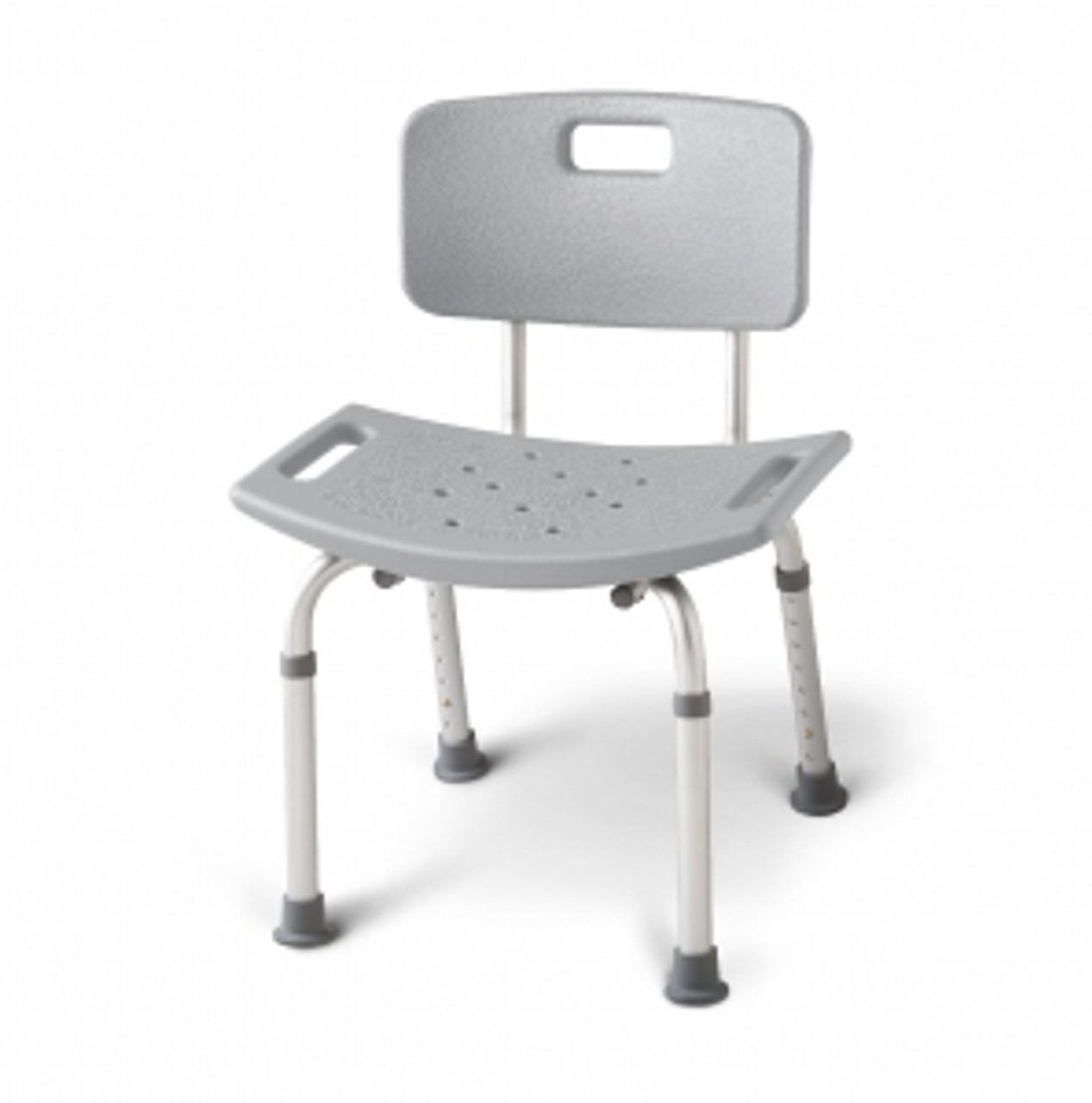 Shower chairs help patients who have difficulty sitting in a standard bathtub or standing in the shower
Stools with a back provide extra support