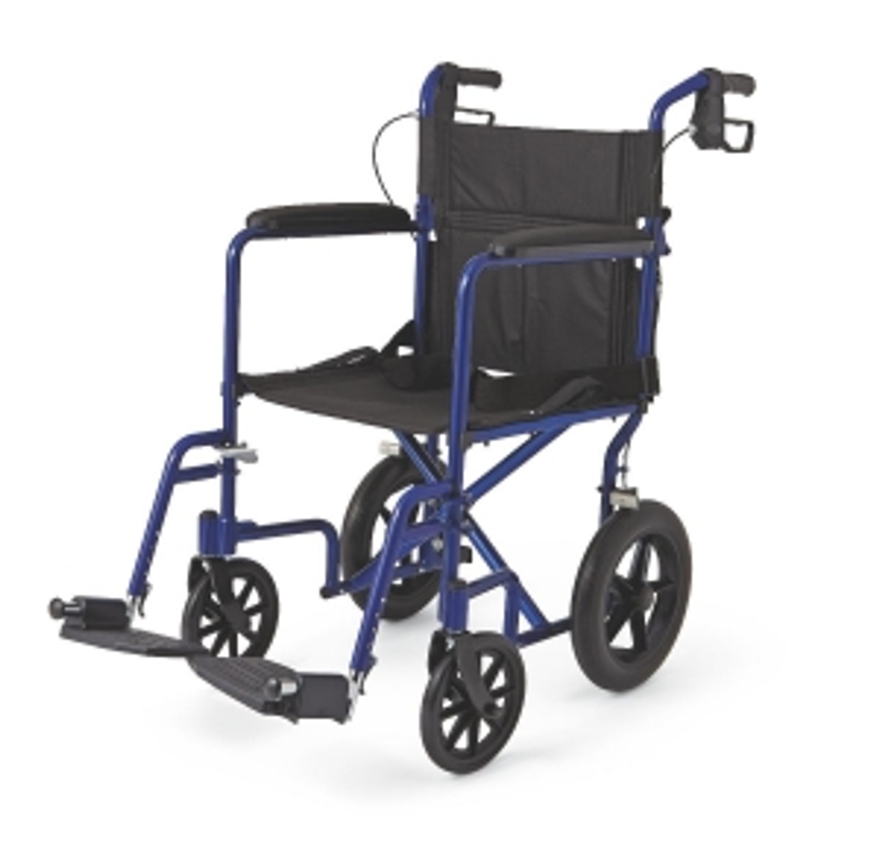 Lifetime warranty on frame
Lightweight powder-coated aluminum frame and 12" (30.5 cm) wheels with handbrakes on top, plus a seat belt, make transport safe and smooth
Fold-down back reveals storage space
Larger rear wheels for better performance on uneven outdoor surfaces
Weighs only 32 lb. (15 kg)