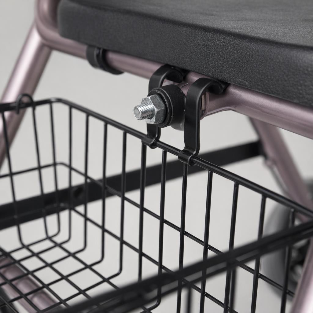 Medline Replacement Basket MDS86800XWBSK — Fits MDS86800XW Rollator — Attachment/detail close-up (mounting hardware and fit)