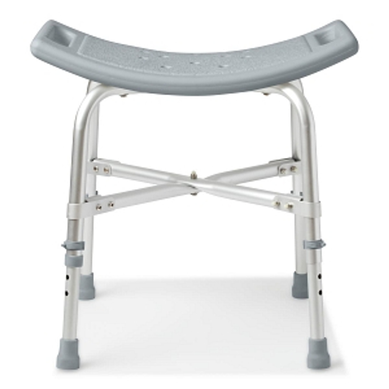 Bariatric shower chair without back
Comes with slip-resistant rubber feet
550 lb. weight capacity, seat height 15"-20", seat depth 12"
Does not come in retail packaging