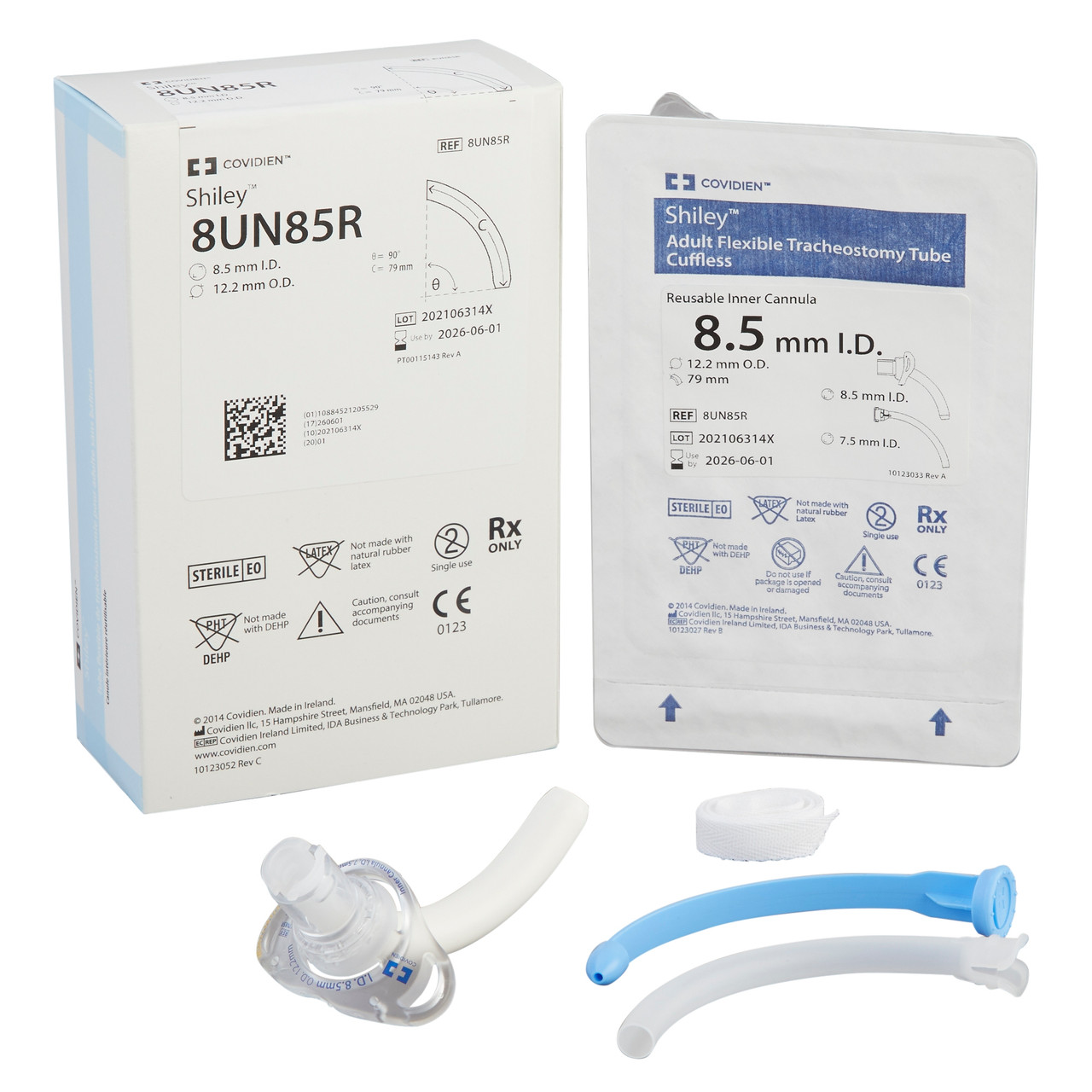 EA/1 SHILEY FLEX CUFFLESS TRACH TUBE 8.5mm REUSABLE - Lifesupply