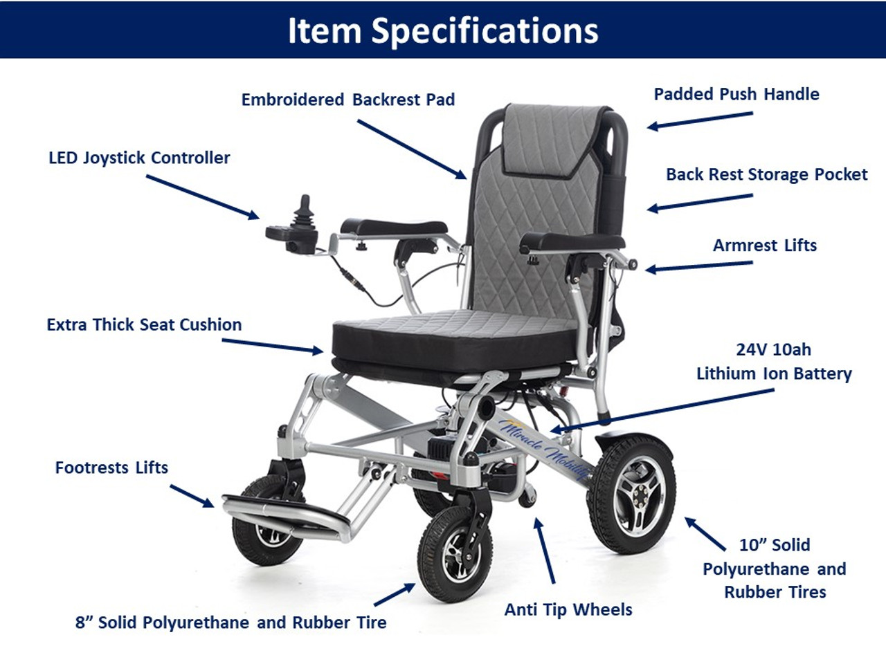 Miracle Mobility Silver 6000 Plus Folding Electric Walker Wheelchair