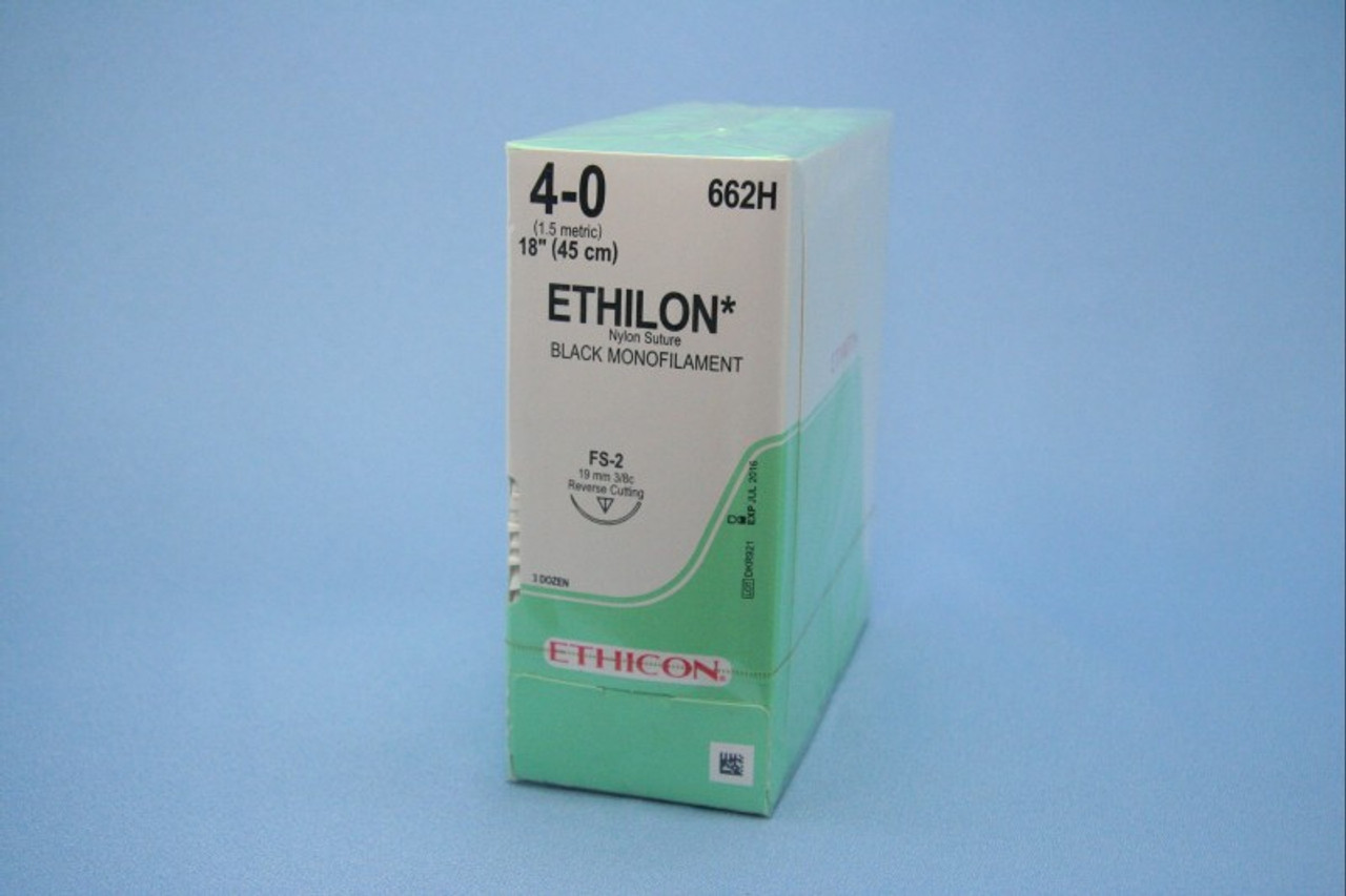 ETHICON ETHILON SYNTHETIC NON-ABSORBABLE SUTURE (662H) / 4-0 / SA FS-2 / 18 IN