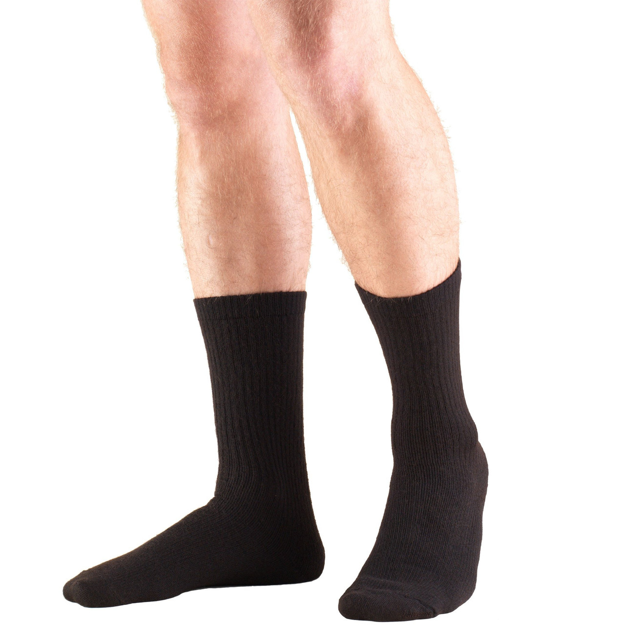PR/1 TRUSOFT DIABETIC 8-15MMHG CREW-LENGTH COMPRESSION SOCK BLACK SM (M: 6 - 8) (W: 7 - 9) UNISEX LATEX-FREE