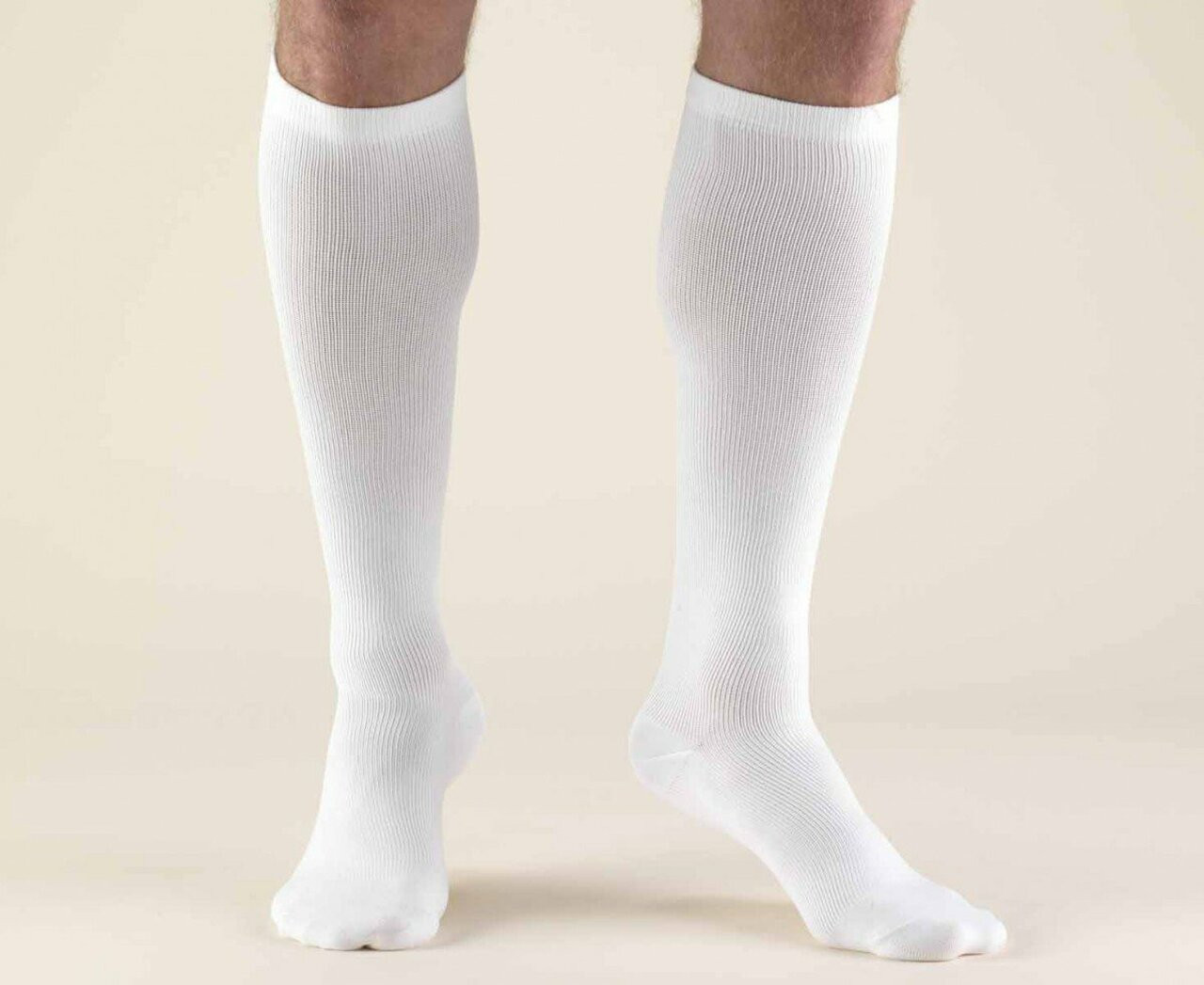 PR/1 TRUFORM MEN'S DRESS STYLE 15-20MMHG KNEE-HIGH CLOSED TOE COMPRESSION SOCKS X-LARGE (17 1/2 - 20") WHITE LATEX-FREE