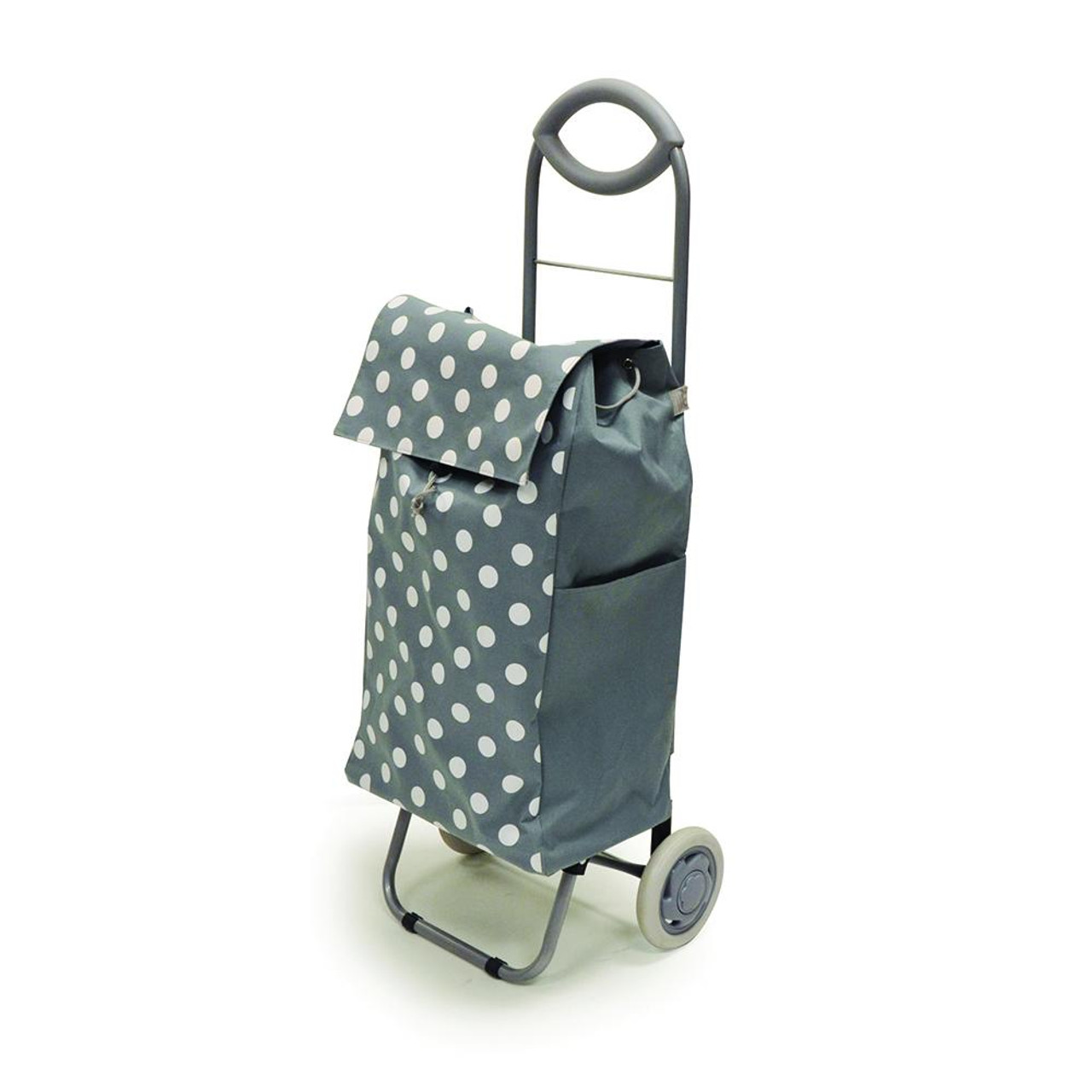 EA/1 BIOS ROLLING SHOPPING CART, GREY WITH WHITE POLKA DOTS