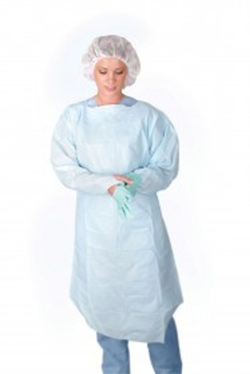 CS/75 ISOLATION GOWN, THUMBLOOP, POLYETHELENE, BLUE, REGULAR SIZE, LATEX-FREE