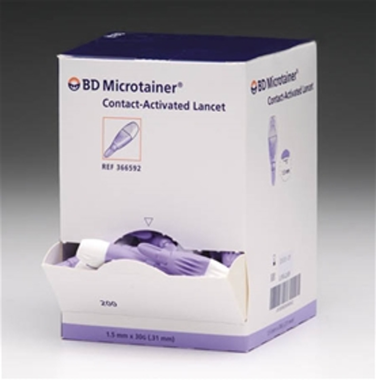 BD 366592 Microtainer Contact-Activated lancet, Purple 30 G X 1.5 mm, 200/BOX