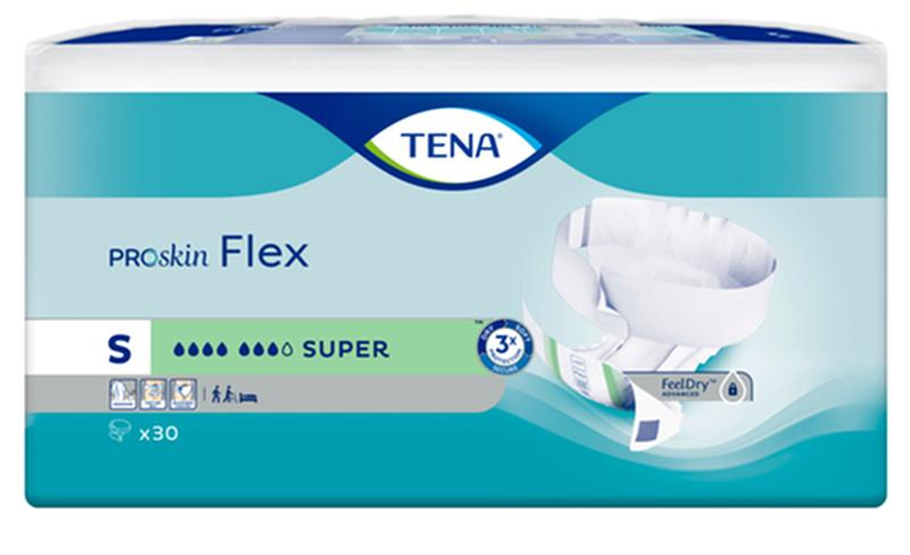 CS/3PKG (30/PKG) TENA FLEX BELTED BRIEFS, SUPER, SIZE 8, 24IN-34IN