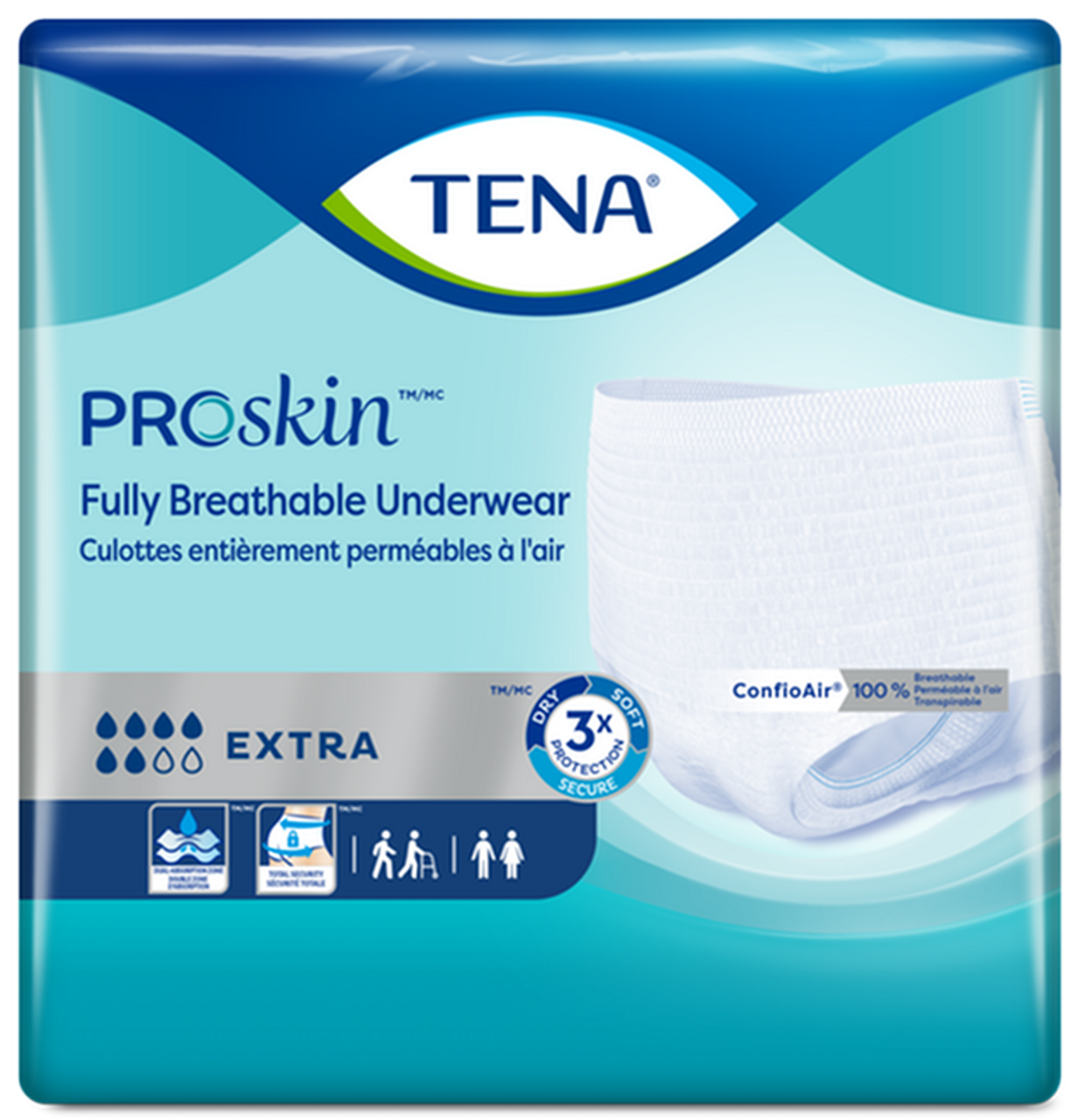 CS/4PKG (12/PKG)  TENA PROTECTIVE UNDERWEAR EXTRA, X-LARGE SIZE 55IN-66IN