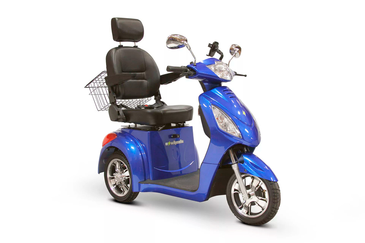 eWheels 3 Wheel 350lbs. Wt. Capacity Scooter with Electromagnetic Brakes High Speed of 15mph - Blue - FREE SHIPPING