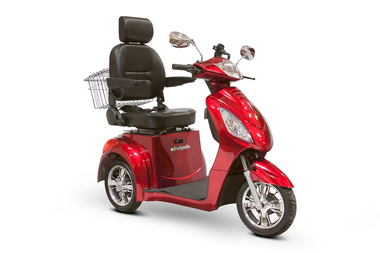 eWheels 3 Wheel 350lbs. Wt. Capacity Scooter with Electromagnetic Brakes High Speed of 15mph- Red - FREE SHIPPING
