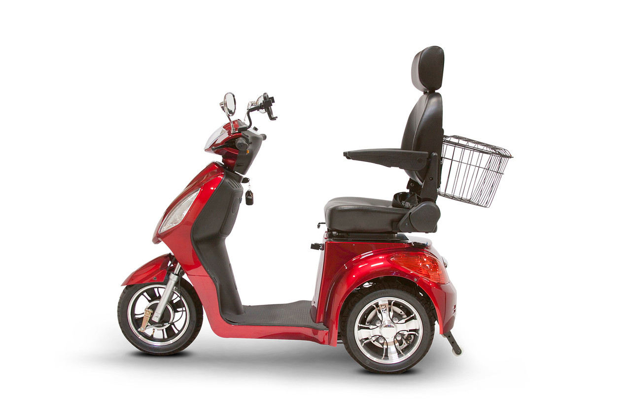 eWheels 3 Wheel 350lbs. Wt. Capacity Scooter with Electromagnetic Brakes High Speed of 15mph- Red - FREE SHIPPING