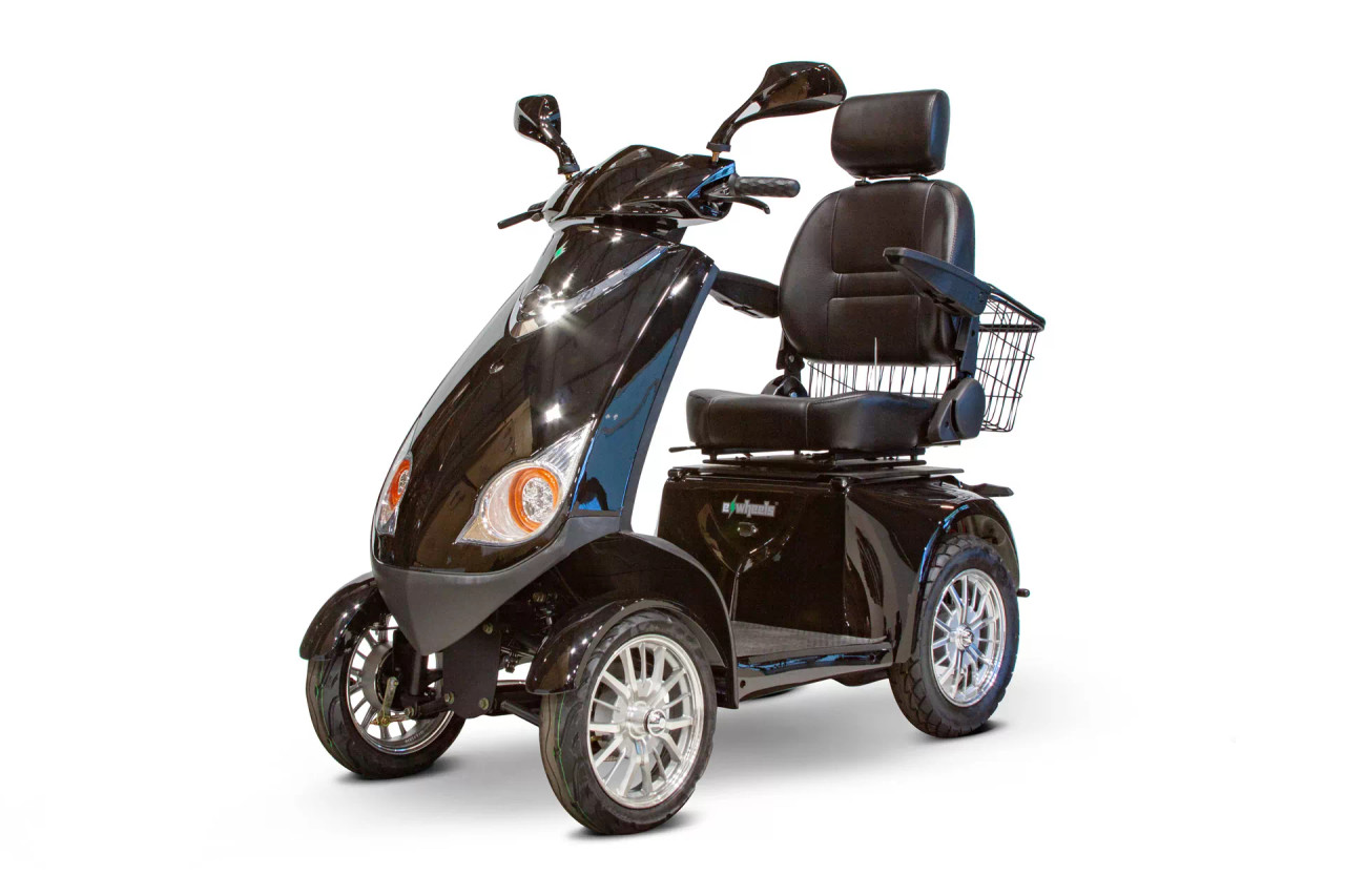eWheels 4 Wheel Heavy Duty 500lbs. Wt. Capacity Scooter with Electromagnetic Brakes - Black - FREE SHIPPING