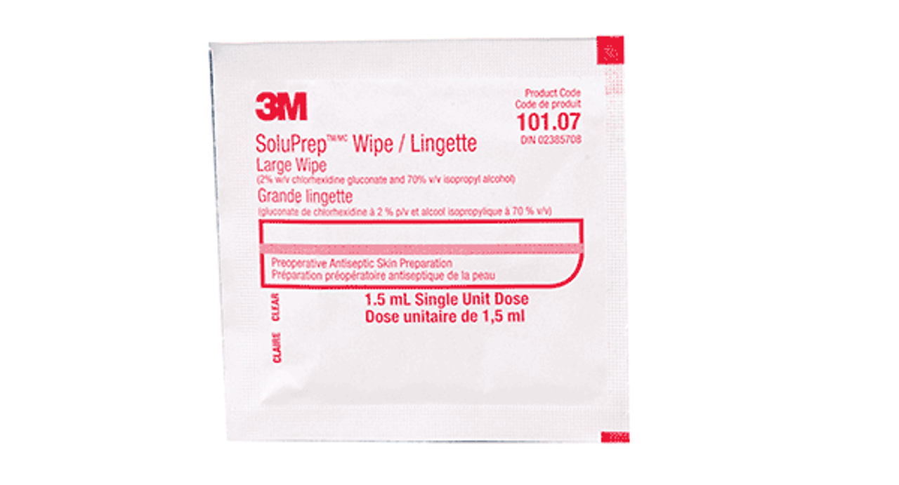 3M-10107 SOLU-I.V. SWABS, 2% CHG, 70% ISOPROPYL Alcohol, Large, BX/100