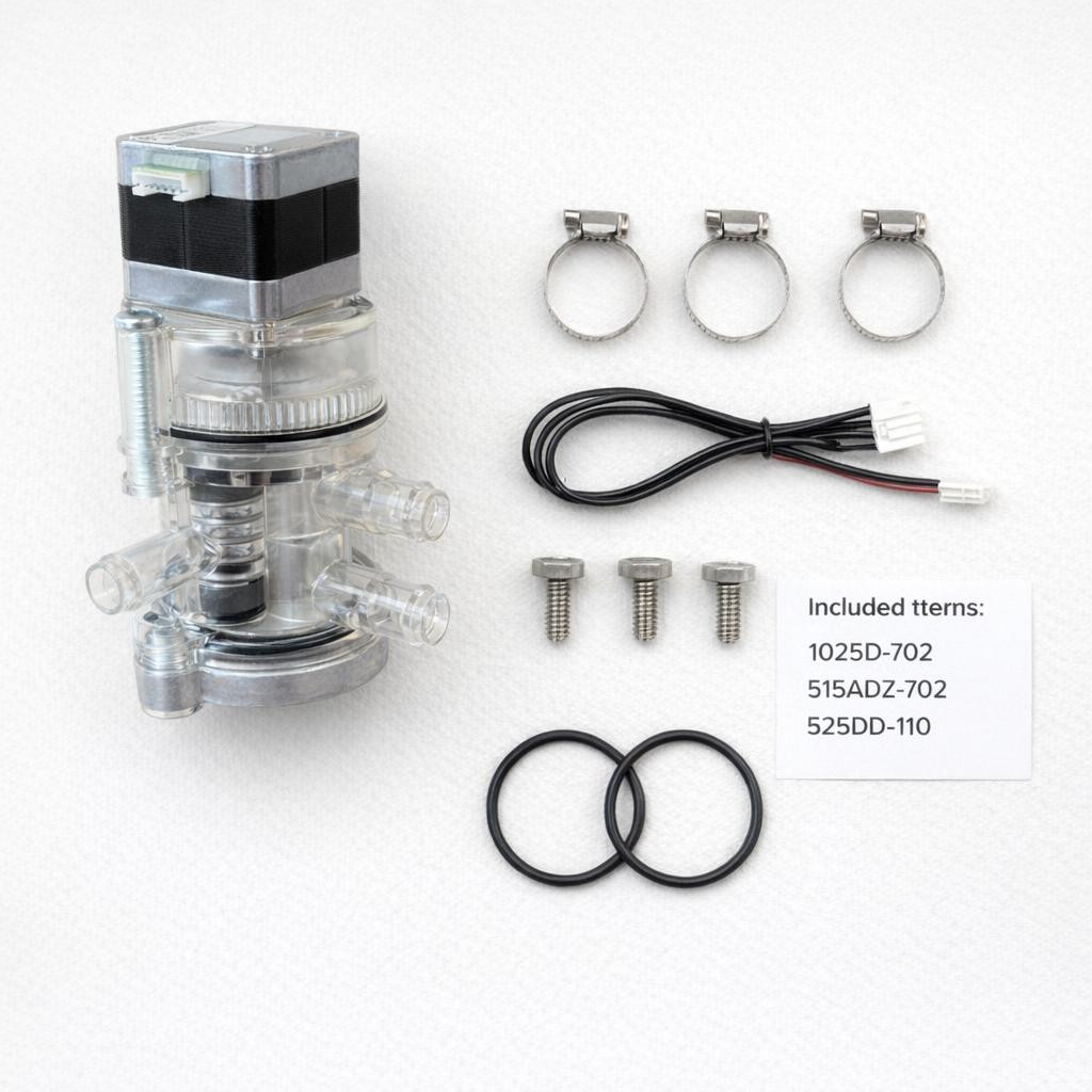 DeVilbiss (Drive) 1025 Rotary Valve — P/N 1025D-702 (replacement sub-assembly) — Complete kit / box contents (overhead) — where applicable