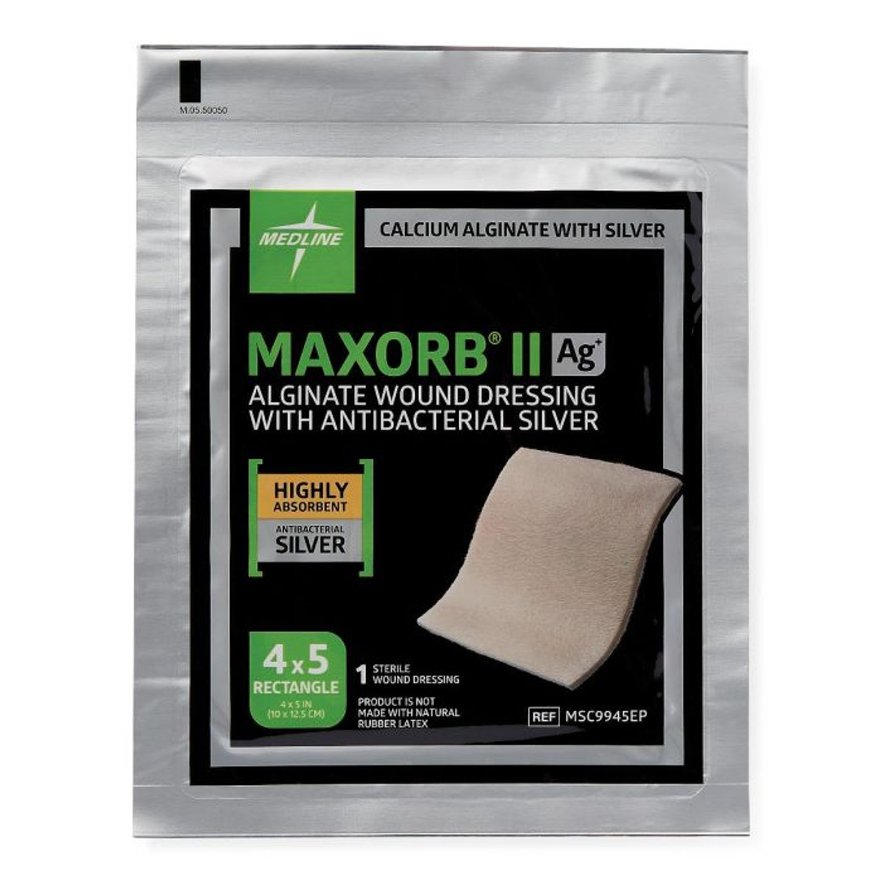 Medline Maxorb® II Ag Silver 100%-Calcium Alginate Dressing, 1" x 12" (2.5 cm x 30.5 cm)