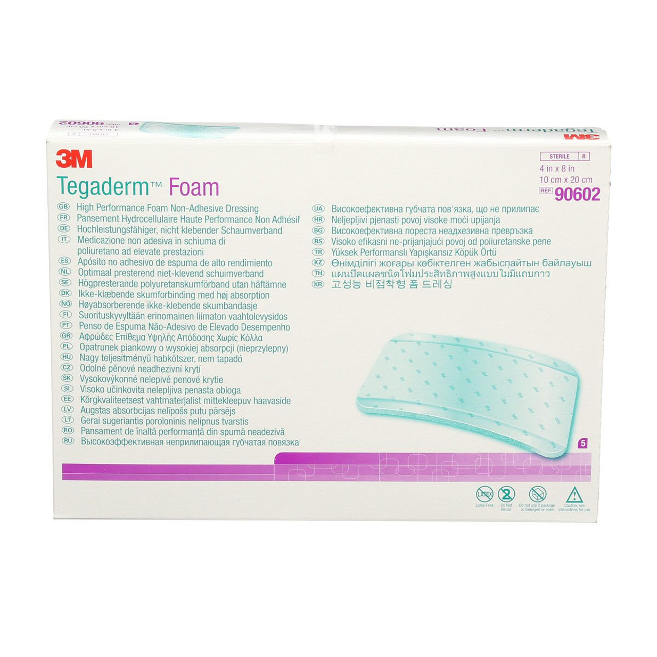 3M 90602 FOAM Dressing, NON-ADHESIVE 4" x 8" BX/5