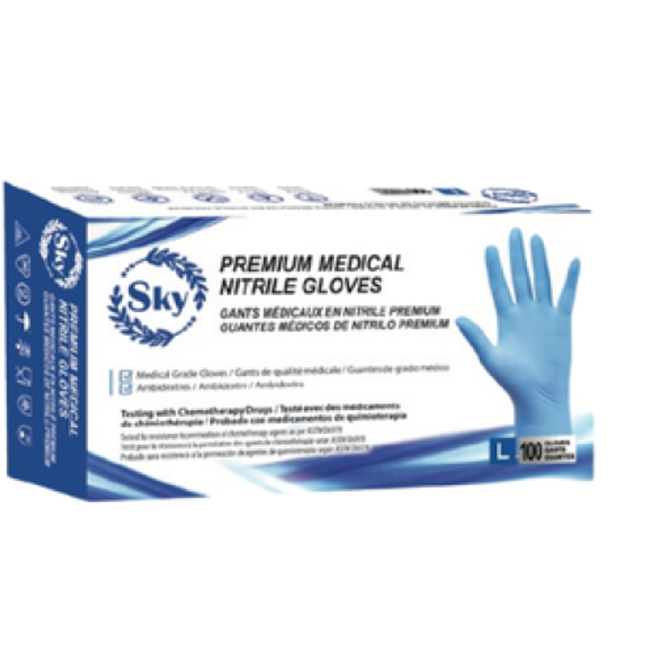 SKY PREMIUM Blue Medical Nitrile Gloves (3.5 MIL) HCA