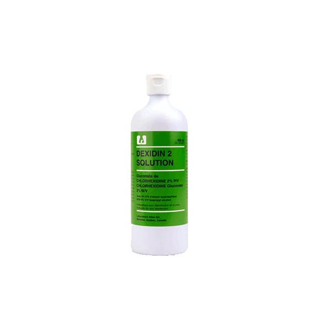 CASE - DEXIDIN 2 SOLUTION AQUEOUS ANTI-SEPTIC SOLUTION 2% CHG AND 4% ISOPROPYL ALCOHOL450ML FLIP TOP BOTTLE BTL 12/CS